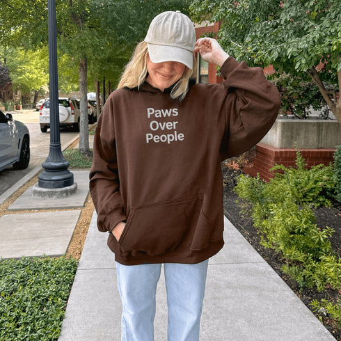 Paws Over People Embroidered Hoodie-White